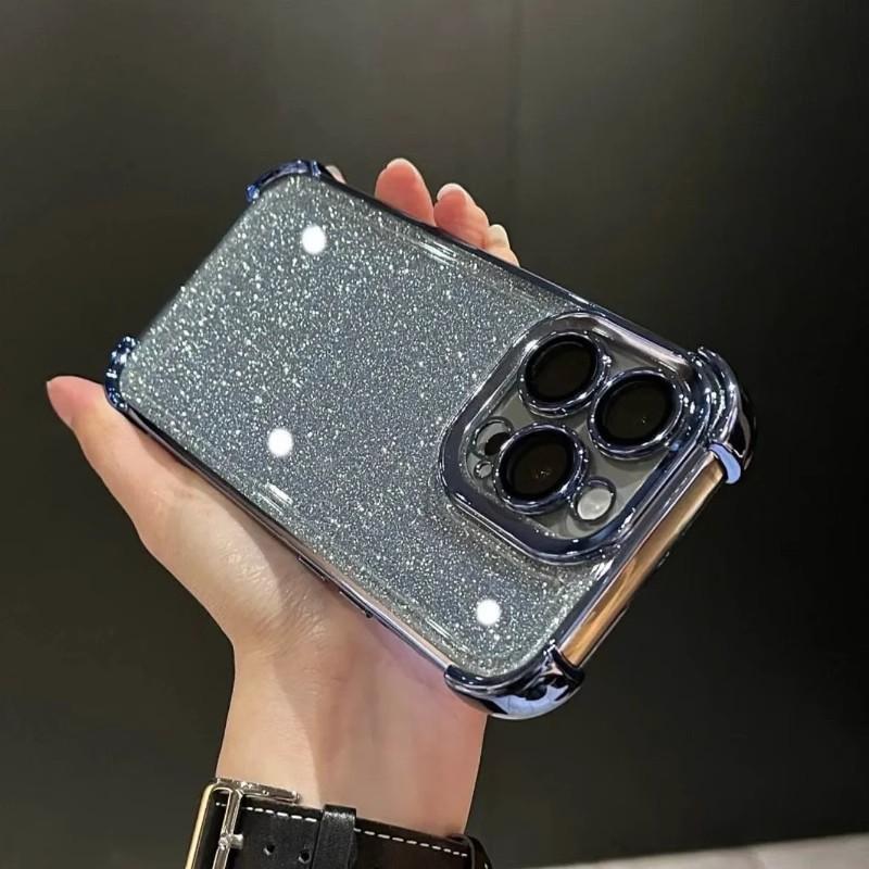 Применимо к iPhone16proMax Новогодний блестящий чехол для мобильного телефона гальванический airbag Apple 15 четыре угла противоударный защитный чехол