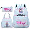 3Pcs/set Anime Cartoon Demon Hunters Printed Backpack Handbag Pencil Case for Teenger Student Girl Boy Large Capacity Waterproof Bookbag