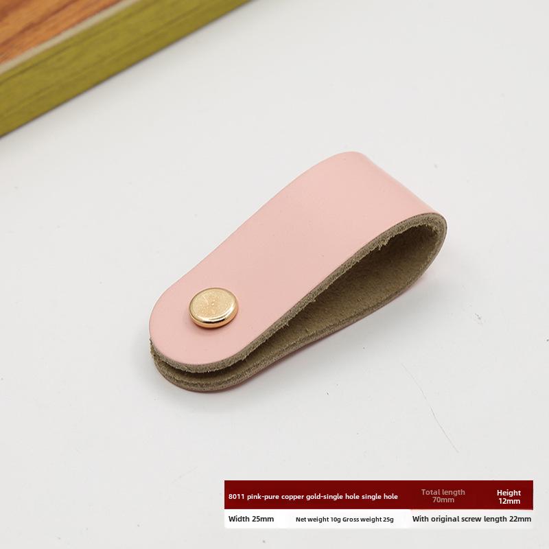 Кожаная ручка для дверцы шкафа и ящика, одно отверстие, вставки из чистой меди