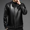 Autumn Leather Leather Jacket Men's Solid Color Stand-up Collar Sheepskin Jacket Men's Leather Top Coat