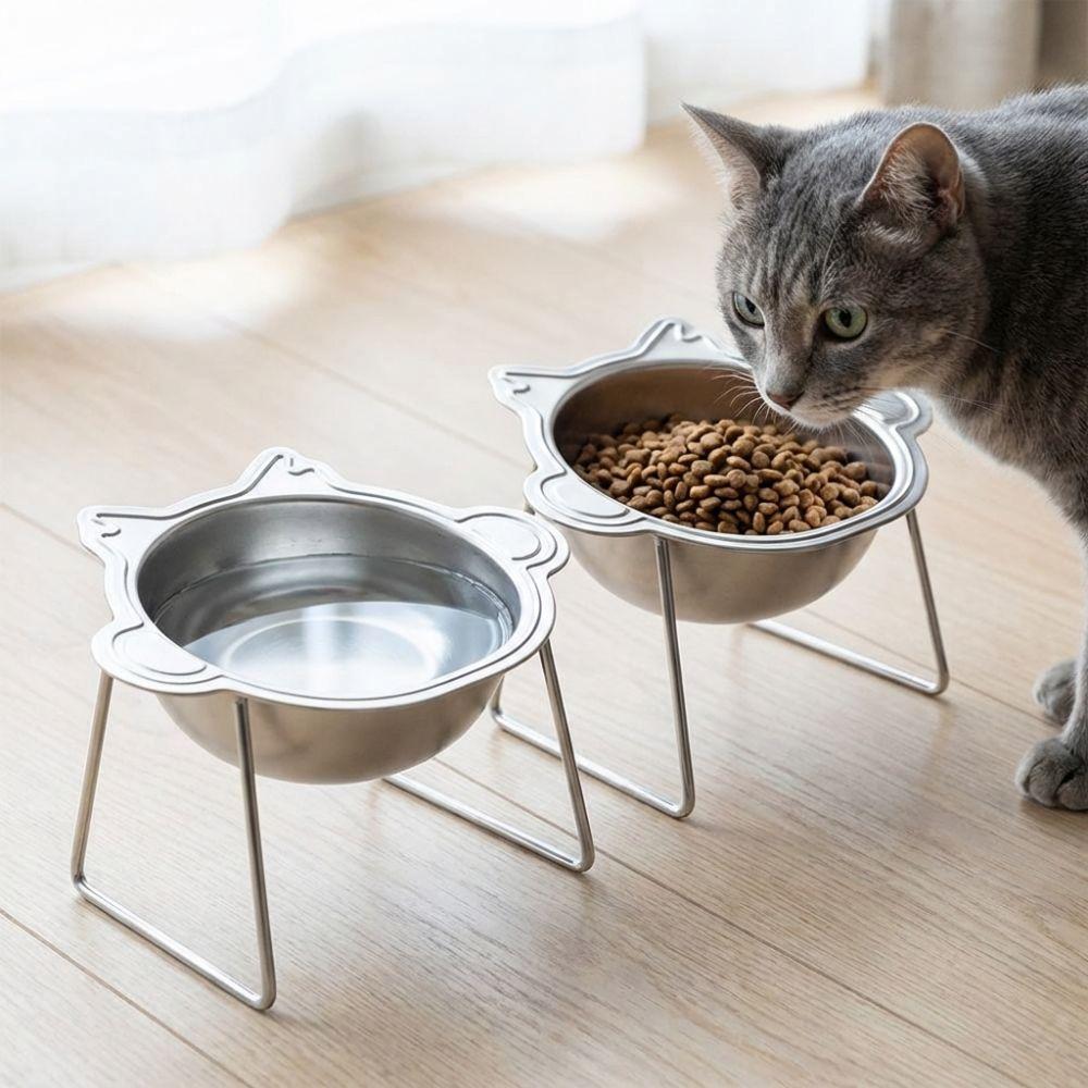 15 Degree Inclined Elevated Pet Bowl Stainless Steel Cat Food Water Bowl  Dog Accessories