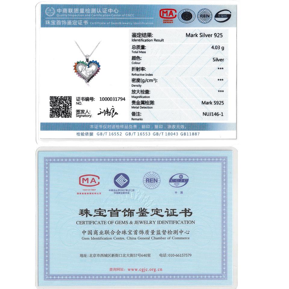 Umcho Серебро 925 пробы, красочные мамины сердца Nceklace, подвески из настоящего стерлингового серебра, ожерелья для женщин, подарок на день матери с цепочкой