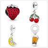 New 925 Sterling Silver Strawberry Orange Cherry Juice Charm Bead for Girl Fit Original Fashion Bracelet DIY Jewelry for Women