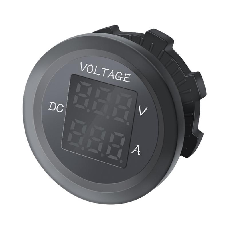 12-24V Instrument Waterproof Voltage VA ThreeDigit Round LED Panel Digital Voltmeter Ammeter Tester Monitor Display Voltmeter