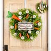 Artificial Eucalyptus Wreath with Carrots Spring Summer Wildflower Wreath with Green Leaves for Front Door Wall Window Porch Easter Party Decor