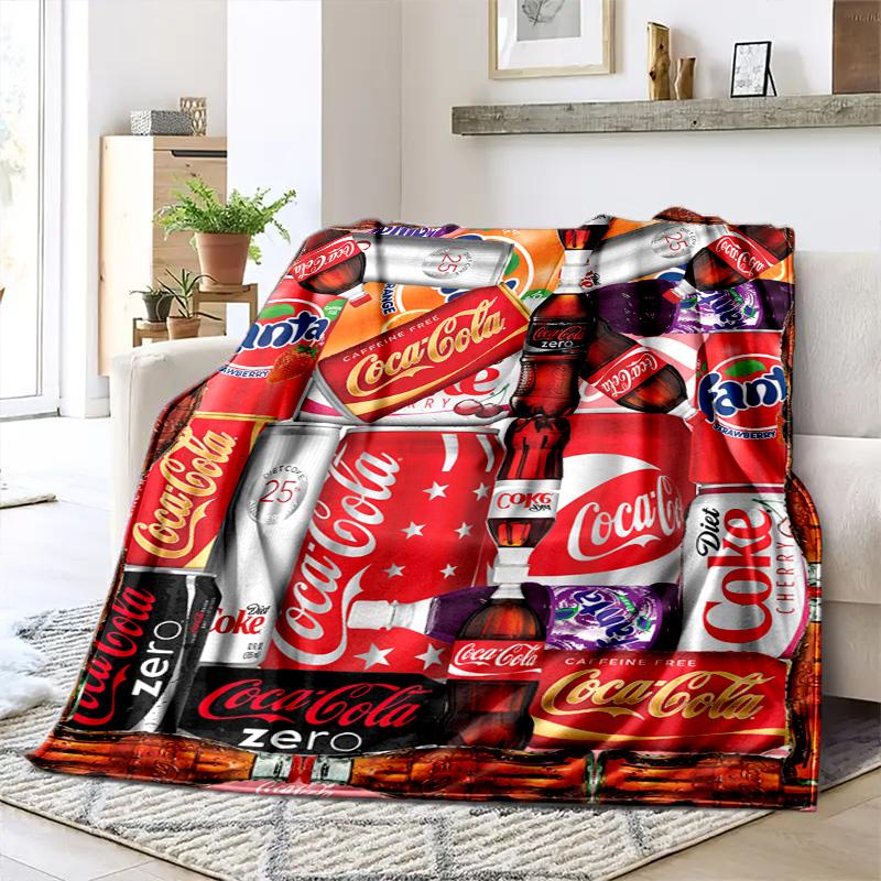 Christmas gift Halloween themed cola beverage Coca Cola blanket soft home furnishing nap decoration four seasons warm Sherpa blanket U4