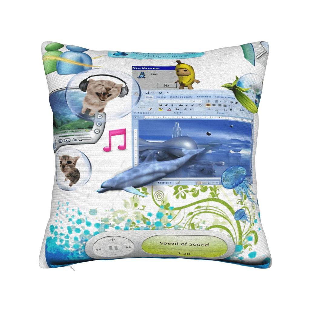 Наволочка с принтом кота в стиле Frutiger Aero Наволочка для стула, дивана, домашнего декора, современные наволочки