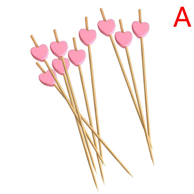 100 шт./пакет Сердце бамбуковые палочки для еды шведский стол кексы фрукты вилка торт десерт палочки
