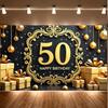 С 50-летием Счастливого Дня Рождения Баннер Золотой Элегантный Роскошный Украшение для Вечеринки по Случаю Дня Рождения Празднование Годовщины Фотофон Реквизит