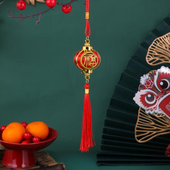 Red Lucky Hanging Lanterns Mini Chinese New Year Lantern Decoration with Tassel for Spring Festival Wedding Party Decor