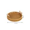 Storage Tray Round Rattan Woven Tray Fruit Breakfast Tea Storage Basket Desktop Sundries Organizer Bread Plates With Wood Handle