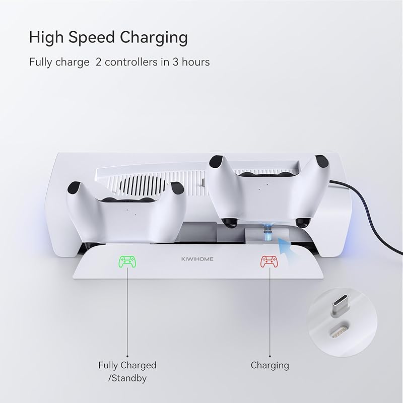 Для PS5 подставка вертикальная KIWIHOME [версия с магнитной зарядкой] ps5 периферийное оборудование контроллер RGB-эффектов 2 шт. подставка для зарядки 3 порта USB для