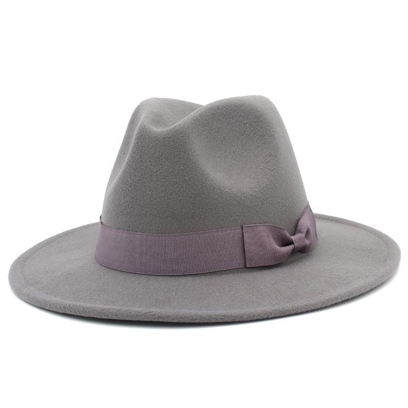 Федора с широкими полями в европейско-американском стиле с бантом: Модная унисекс джазовая шляпа