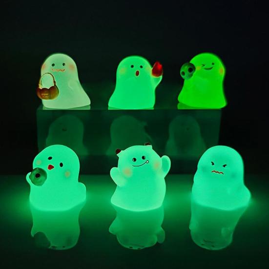 1/6/24/36Pcs Halloween Ghost Figurine Glow-in-the-dark Mini Cartoon Ghost Statue Luminous Miniature Ghost Ornament Desktop Decoration