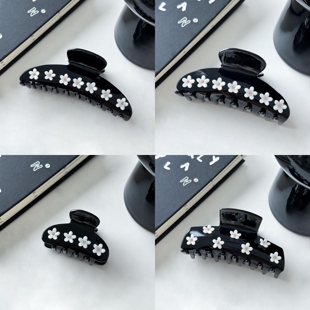 Элегантная заколка для волос в цветочном стиле в французском стиле, большая, из ацетата со стразами для женщин