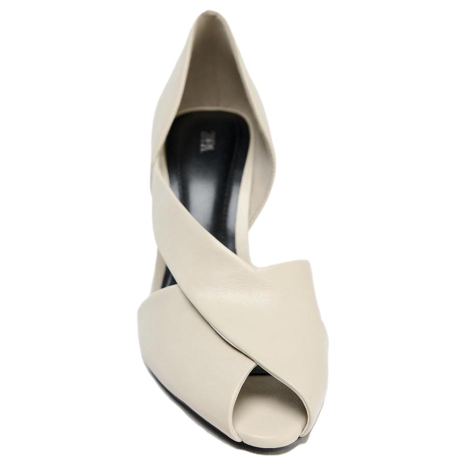 Zara Fashionable Comfortable Asymmetrical Chunky Heels Women Heels White 11226510001