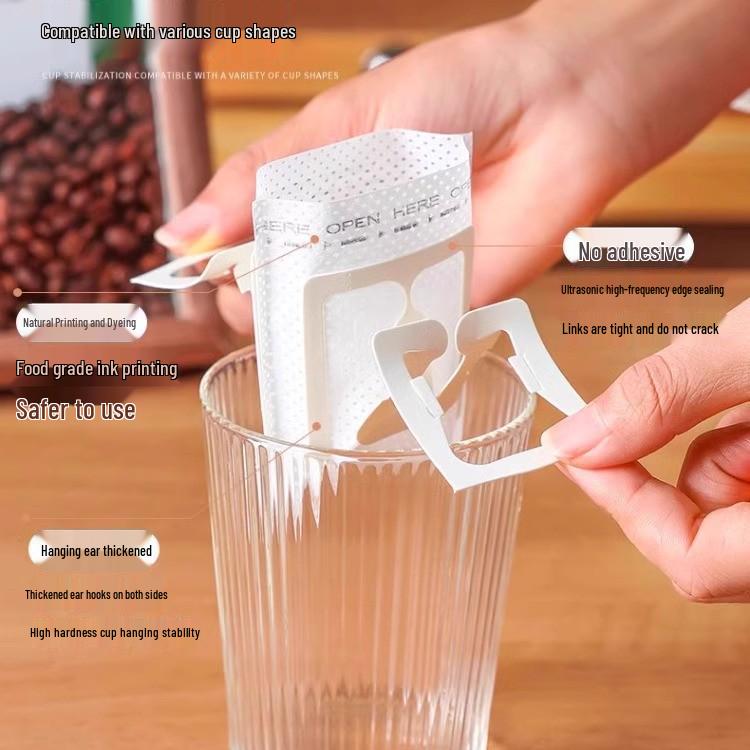 Hanging Ear Disposable Coffee Filter Bags - Hand Pour Paper Mesh for Coffee Grounds