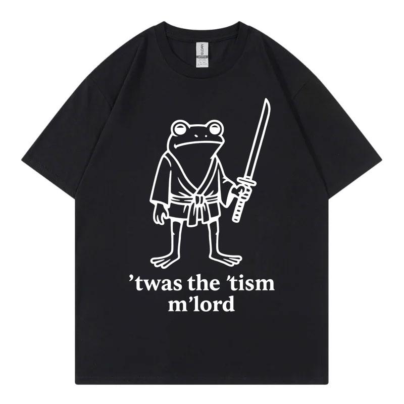 Neurodivergent Frog Samurai Funny Meme Tshirt High Street Fashion Trend Short Sleeve Tshirts Unisex Unisex Casual Loose T Shirt