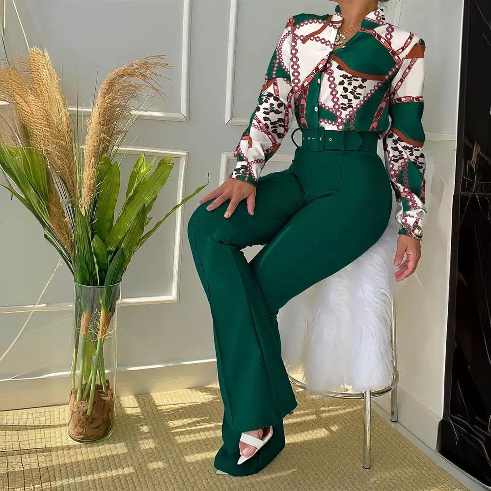 Новый женский повседневный модный комплект с поясом