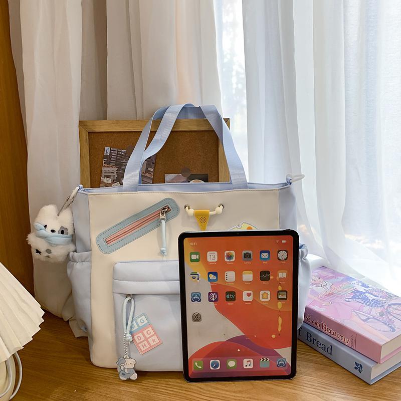 Women Messenger Bag College Style Large Capacity Tote Bag Student Class Commuter Bag