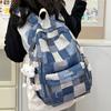 Student Schoolbag Women's Plaid Large Capacity Backpack Middle School Student Backpack