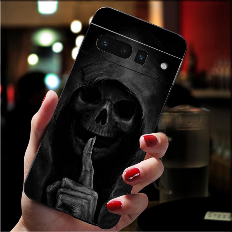 Phone Case For Google Pixel 10 9 Pro XL 9A 8 7 6 Pro Pixel 8A 7A 6A Pixel 8 7 6 5 Grim reaper skull skeleton