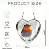 1pc Heart-Shaped Robin Acrylic Sun Catcher - Reflective Red-Breasted Bird Hanging Decor
