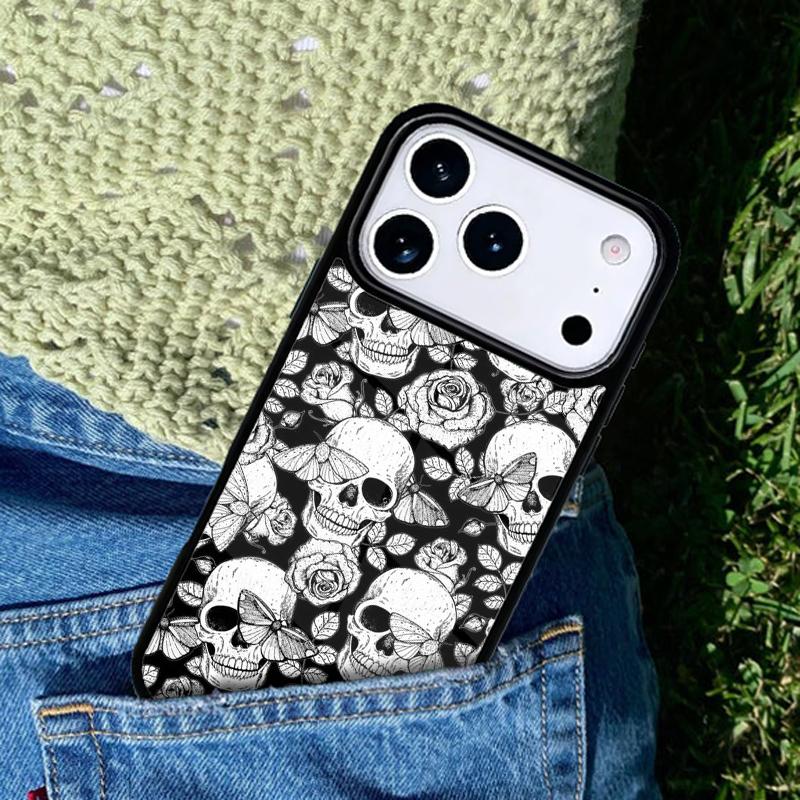 Крутой готический чехол-бампер с черепом для IPhone 11 12 13 14 15 16e 17 Pro Max Coque для IPhone 17 Air