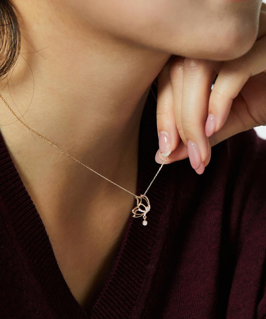 Helene Jewelry 14K Comeli Combi Butterfly Chain Gold Necklace