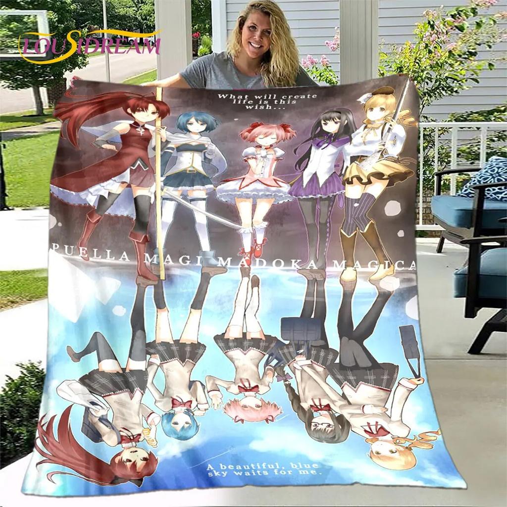 Puella Magi Madoka Magica Cartoon Soft Plush Blanket,Flannel Blanket Throw Blanket for Living Room Bedroom Bed Sofa Picnic Cover