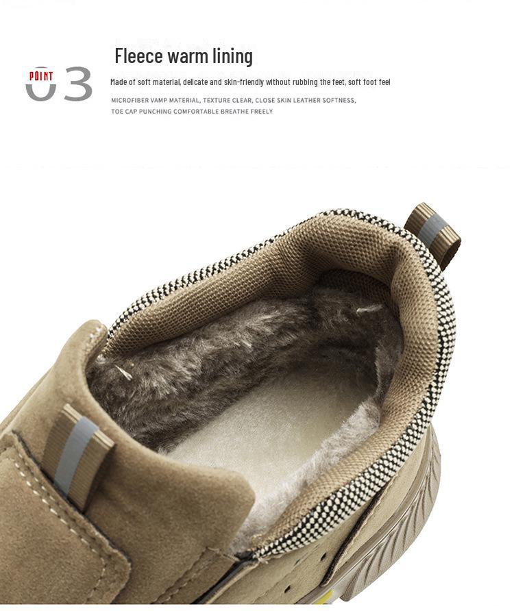 Мужские зимние рабочие ботинки Plus Velvet Thicken: Дышащая, удобная, модная, повседневная, универсальная обувь для отдыха на открытом воздухе
