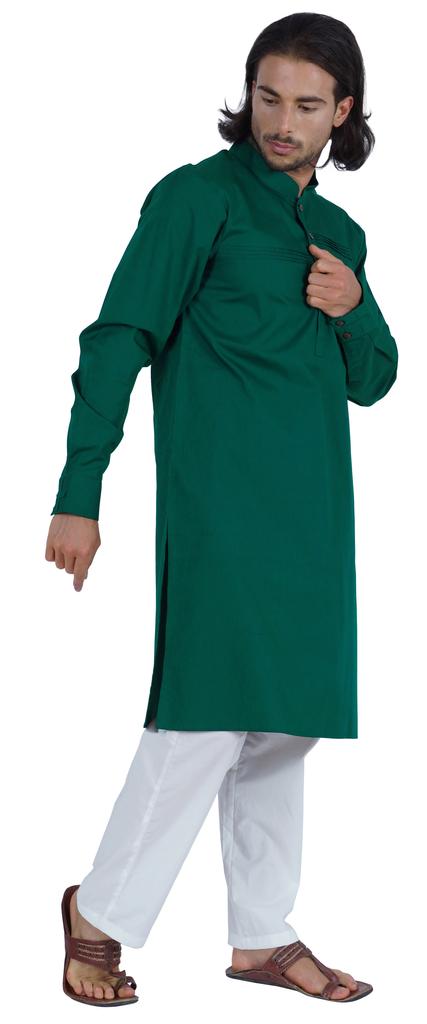 Atasi Мужская длинная однотонная кофта Henley с длинным рукавом и воротником-стойкой, этническая длинная