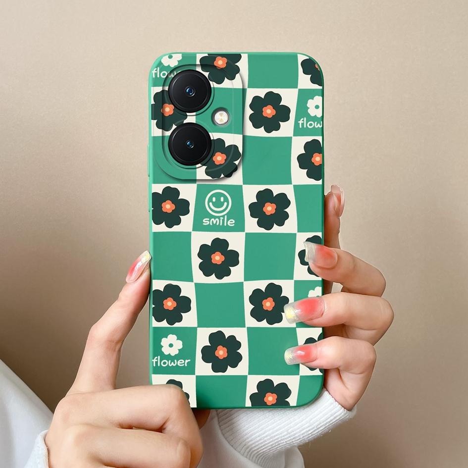 Чехол для Vivo Y17S V29 Lite Y78+ X90 Y36 Pro Y27 Корпус необычный клетчатый узор Защитный противоударный бампер Роскошный жидкий силиконовый чехол для Vivo Case