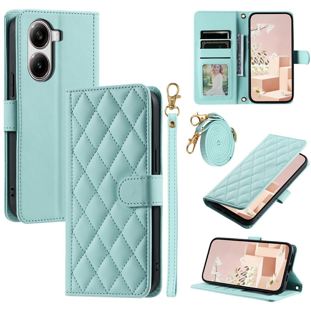 Для Xiaomi Poco X7 Pro 5G/Redmi Turbo 4 5G Чехол-кошелек Ромбовидная сетка PU кожа Чехол для телефона