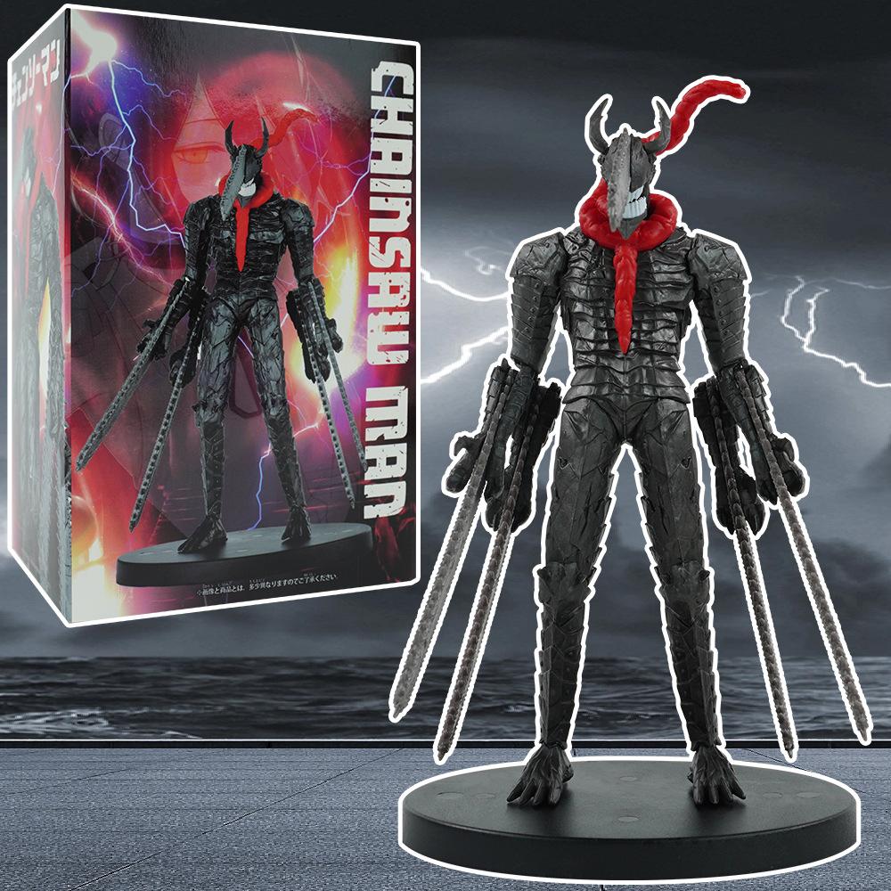 Аниме Человек-бензопила Самурайский меч Фигурка ПВХ 4 Ножа Приседание Боевая Поза Настольный Коллекционный Орнамент Модель Игрушка Подарок 15 см