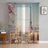 View On Eiffel Tower In Paris At Spring France Sheer Curtains for Living Room Tulle Window Curtain Bedroom Kitchen Veil Drapes