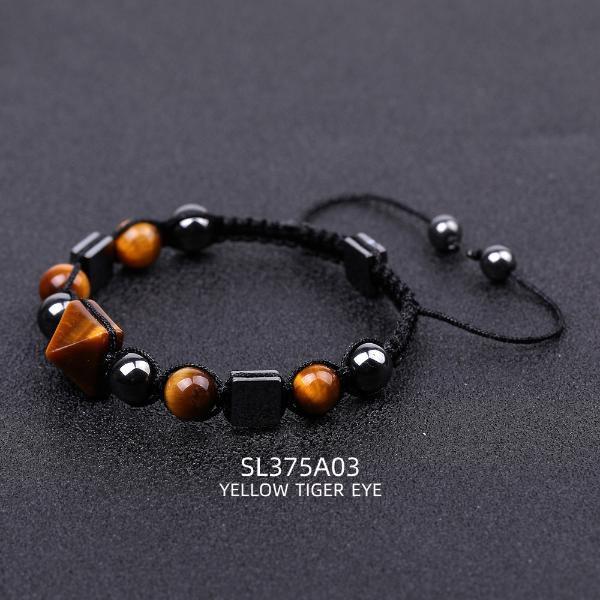 Пирамида Квадратные Бусины Mix Match Плетеный Браслет Женский Тигровый Глаз Аметист Лазурит Браслет-Подвеска Кристалл Энергии Ювелирные Изделия YSL