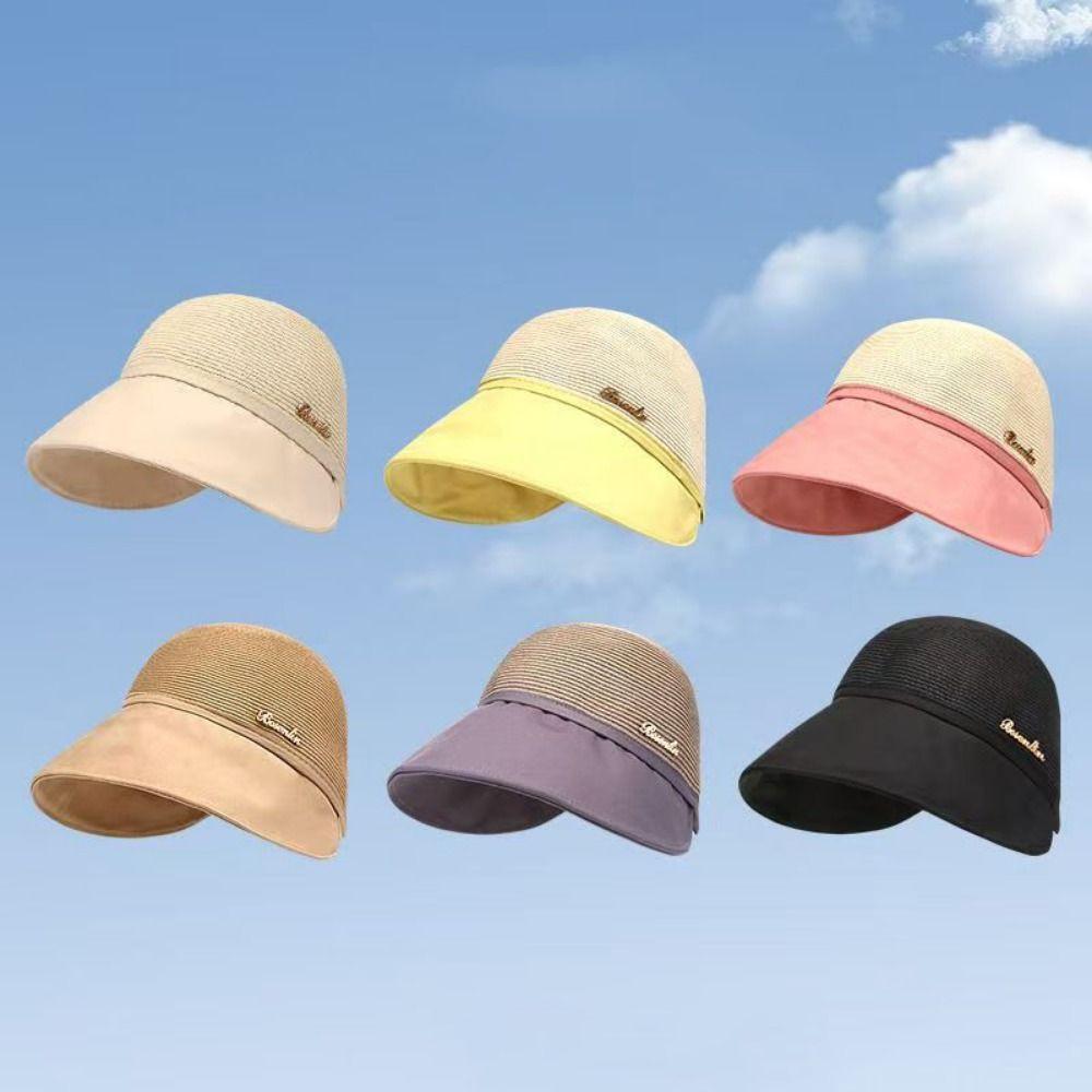 UV Protection Women's Straw Hat Wide Brim Fisherman Cap Fashion Bucket Sunhat  Camping