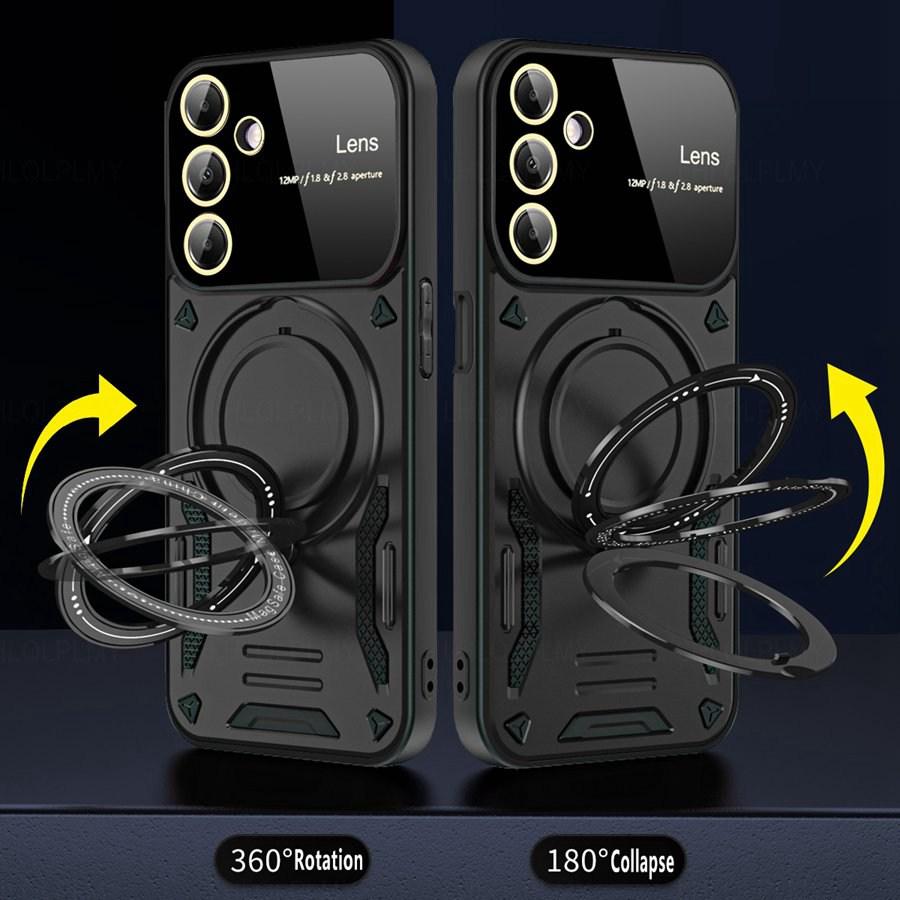 Вращающийся кронштейн большой объектив защитный чехол для Samsung Galaxy A54 A34 A14 5G A26 A13 A23 A15 A25 A16 A36 A35 A56 A33 A52 A53 A55 A32 бронированный чехол