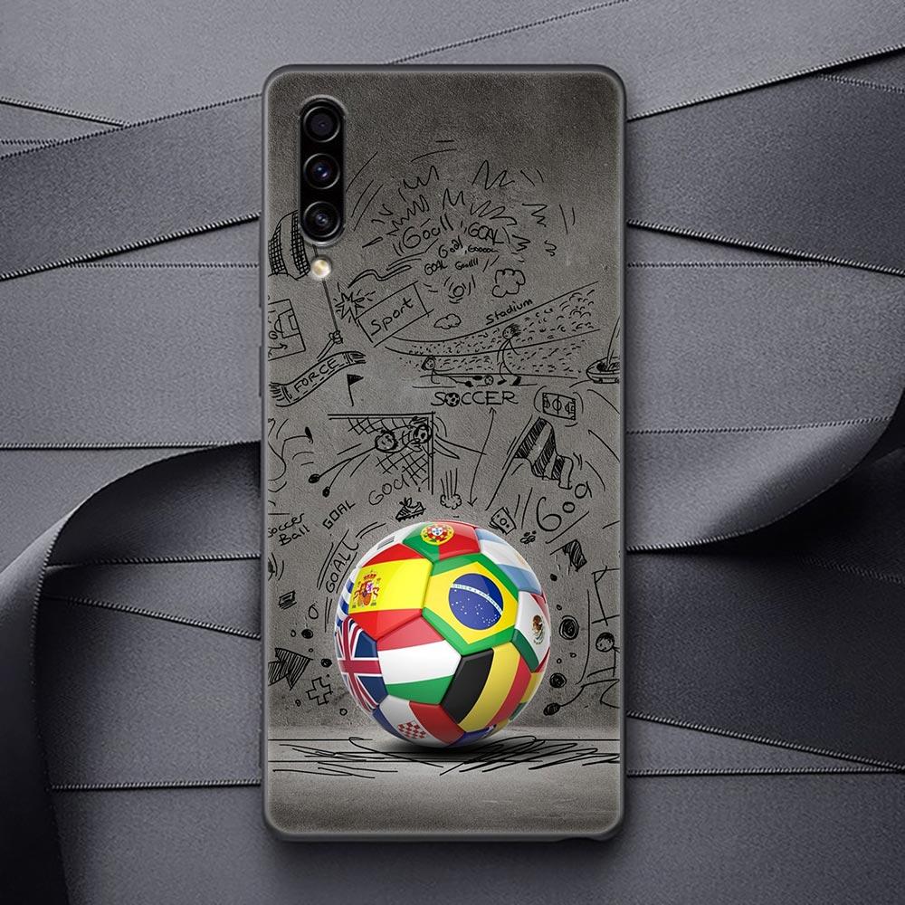 Силиконовый чехол с футбольным мячом для Samsung Galaxy A57 A56 A55 A36 A35 A37 A26 A17 A07 A50 A50s A70 A80 A7 A9 2018 Обложка Огненный футбольный мяч