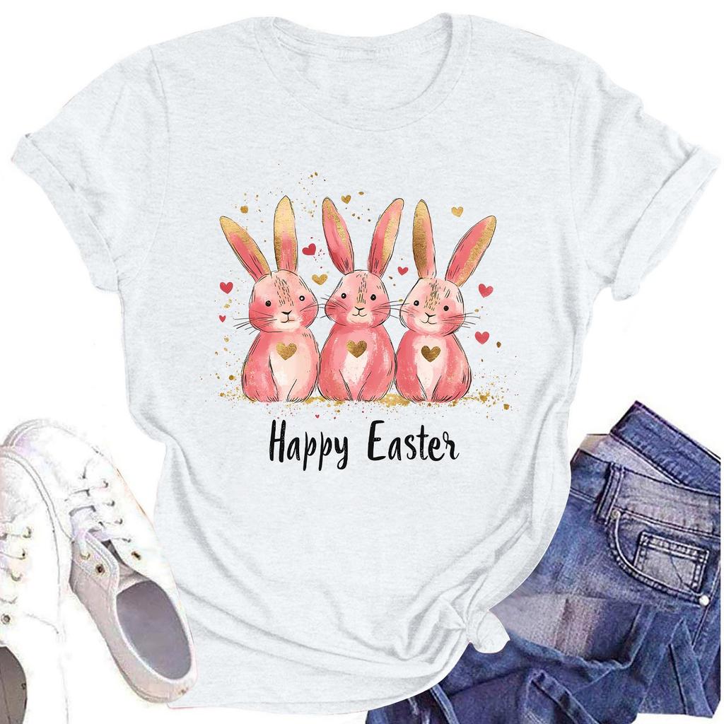 Women's Top Round Neck Casual Printed Short-sleeved T-shirt Top