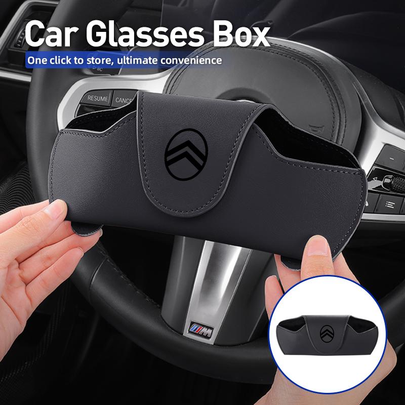 Leather Car Glasses Box Sunglasses Storage Holder For Citroen C4 C3 C1 C2 Berlingo Celysee Cactus Picasso Aircross Saxo Grand