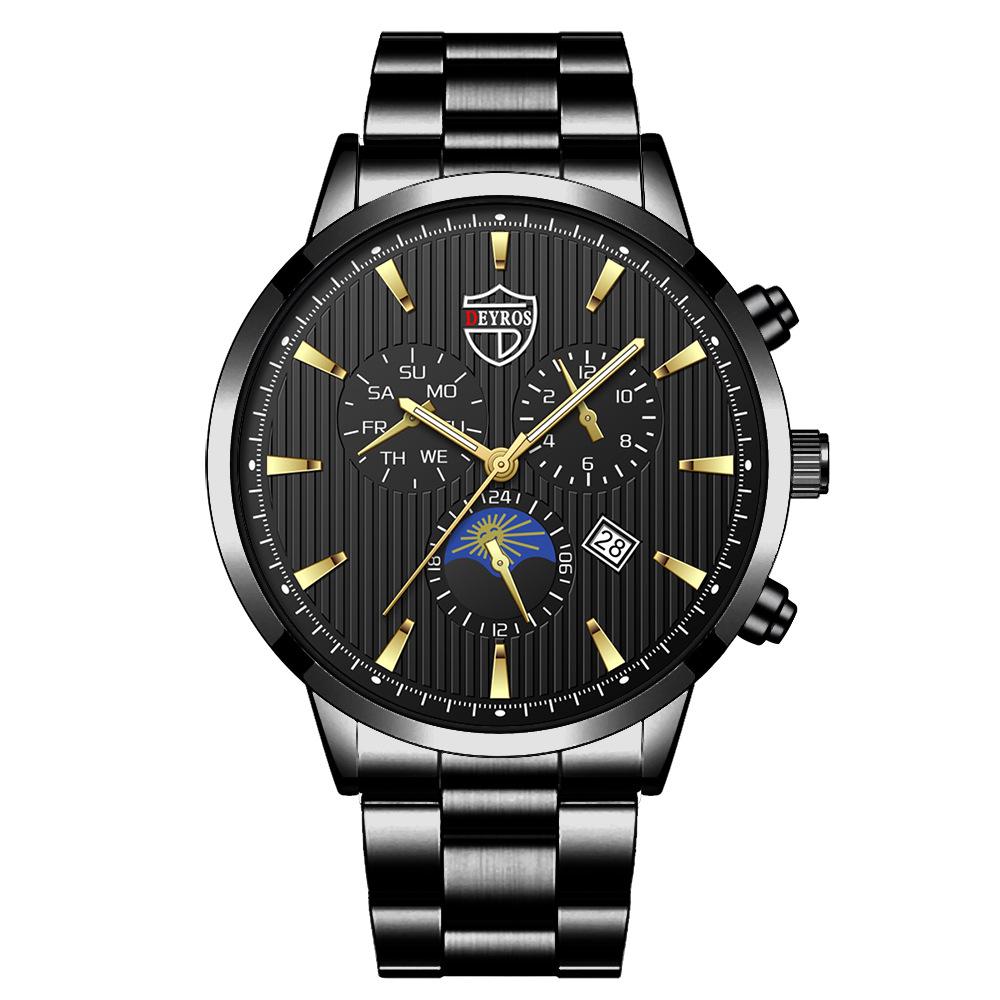 Men'S Stainless Steel Fashion Luminous Calendar Watch Quartz Watch