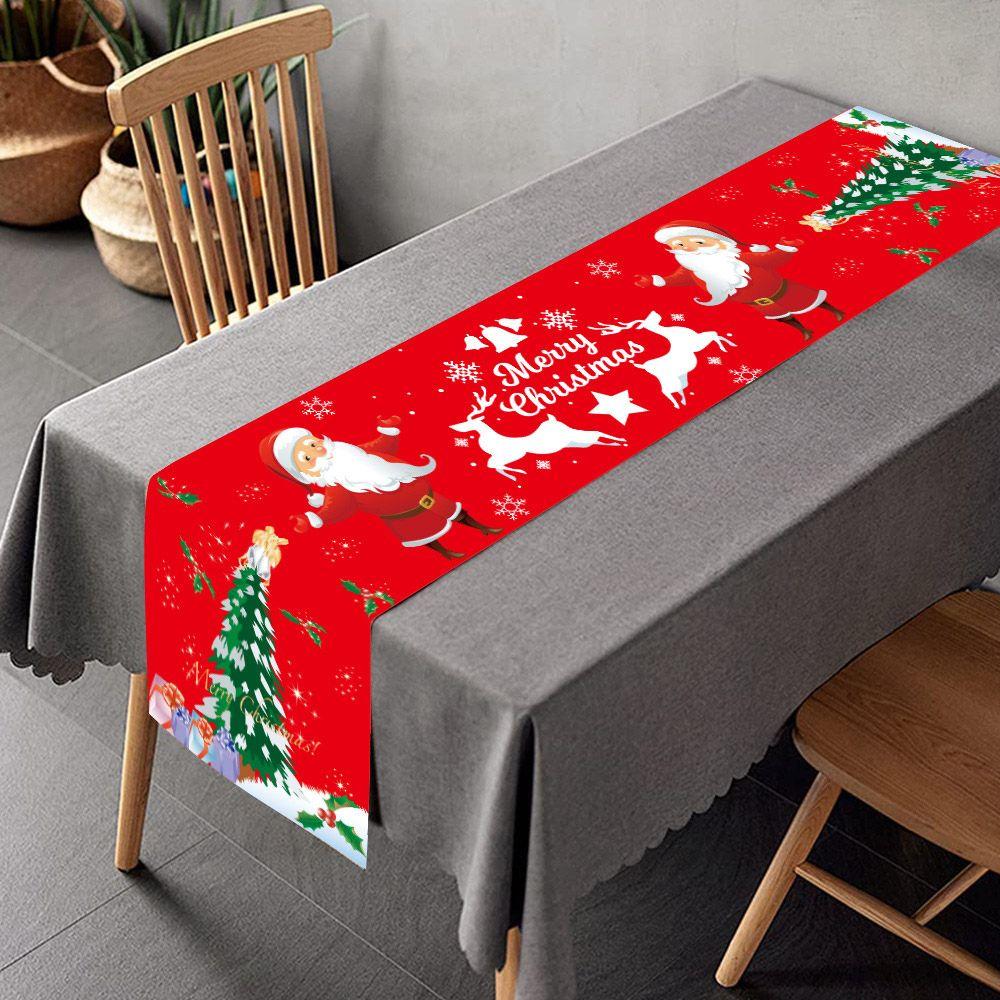 Gifts Ornament Home Christmas Decoration Table Cover Xmas Tablecloth Christmas Table Runner