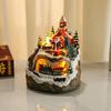 666  Christmas House Village Rotating Scene Ornament LED Lighting Santa Claus Snow Figurine Electric Music Box Xmas Decor