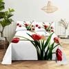 Tulip Bed Sheets Set With Pillows Case Flowers Bedsheet With Pillowcase 2 Pcs 3Pcs For Single Double Beds King Full Twin Size