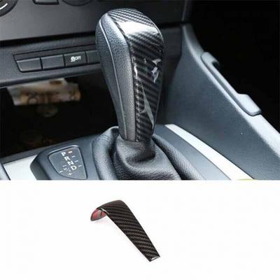 For BMW 1 Series E81 Car Central Console Gear Shift Knob Trim 07-11 Carbon Fiber