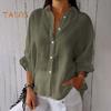 Женская повседневная рубашка с лацканами, однобортная рубашка с рукавом 3/4, однобортная рубашка с разрезом сзади и галстуком-бабочкой, одноцветная рубашка, уличная одежда