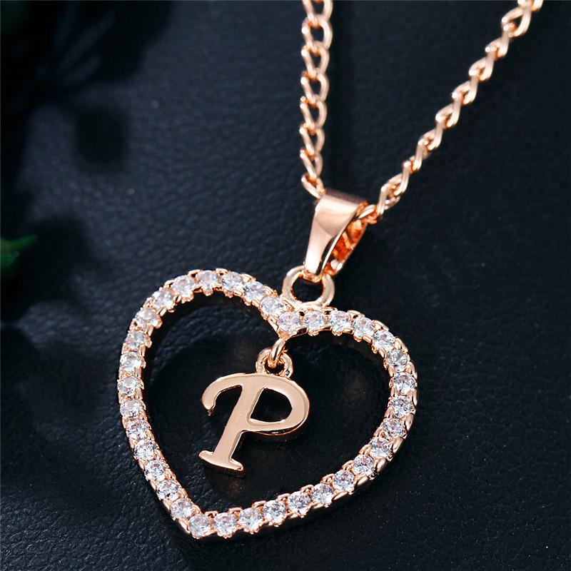 Charming Alphabet Elegant Pendant Initial Letter Simple Exquisite Love Heart Necklace Fashion DIY