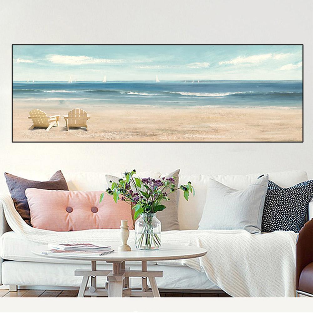 Скандинавский абстрактный морской пейзаж, картина маслом на холсте, морской пляж, постеры и принты, настенные художественные фотографии для гостиной, домашний декор, без рамки, без рамки